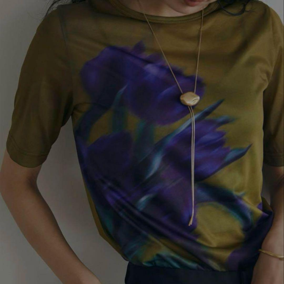 トップス AMERI SHEER FLOWERBASE PRINT TOP