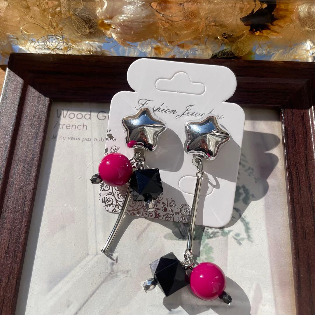 Black×pink系 ハンドメイドピアス 6点セット NEXPOTALLINN_EU