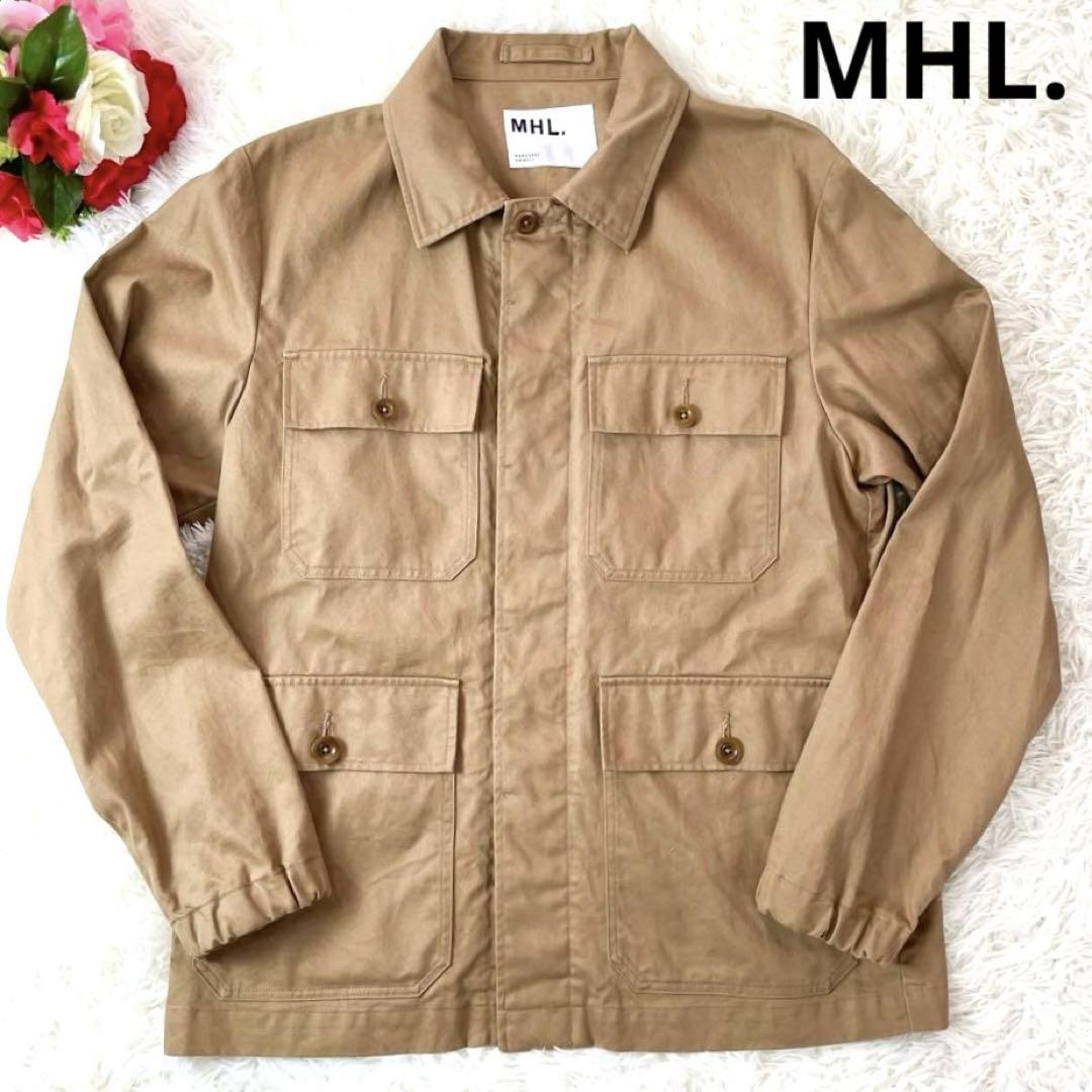 極美品 MHL ライトブルゾン ミリタリーシャツジャケット リネン L