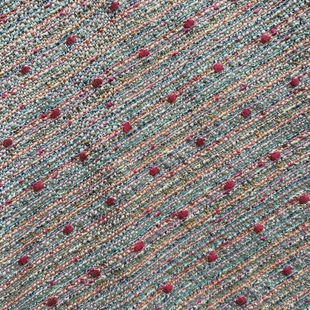 Rene 2020 フロントジップ パールチャーム ツイードフレアワンピース Rene 2020 フロントジップ パールチャーム ツイードフレアワンピース