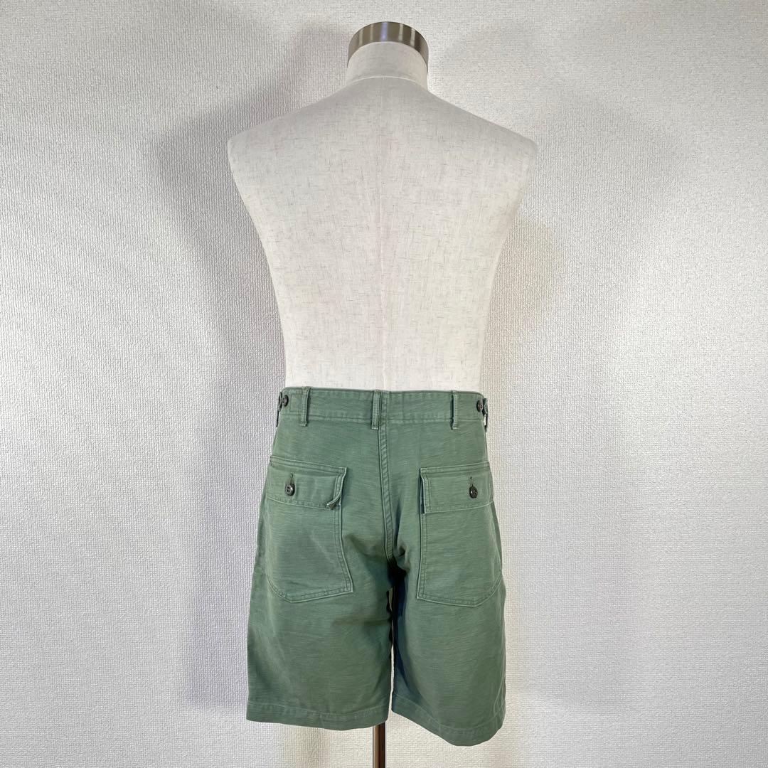 美品】オアスロウ/orSlow ベイカー パンツ ショート ミリタリー 緑