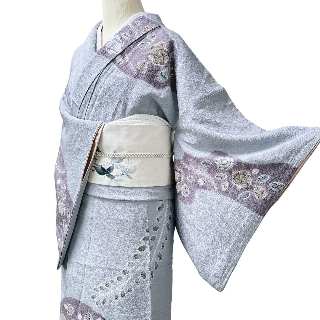 A167愛華 訪問着 辻ヶ花 淡藤色 正絹 フォーマル 身丈164cmやや傷や汚れあり