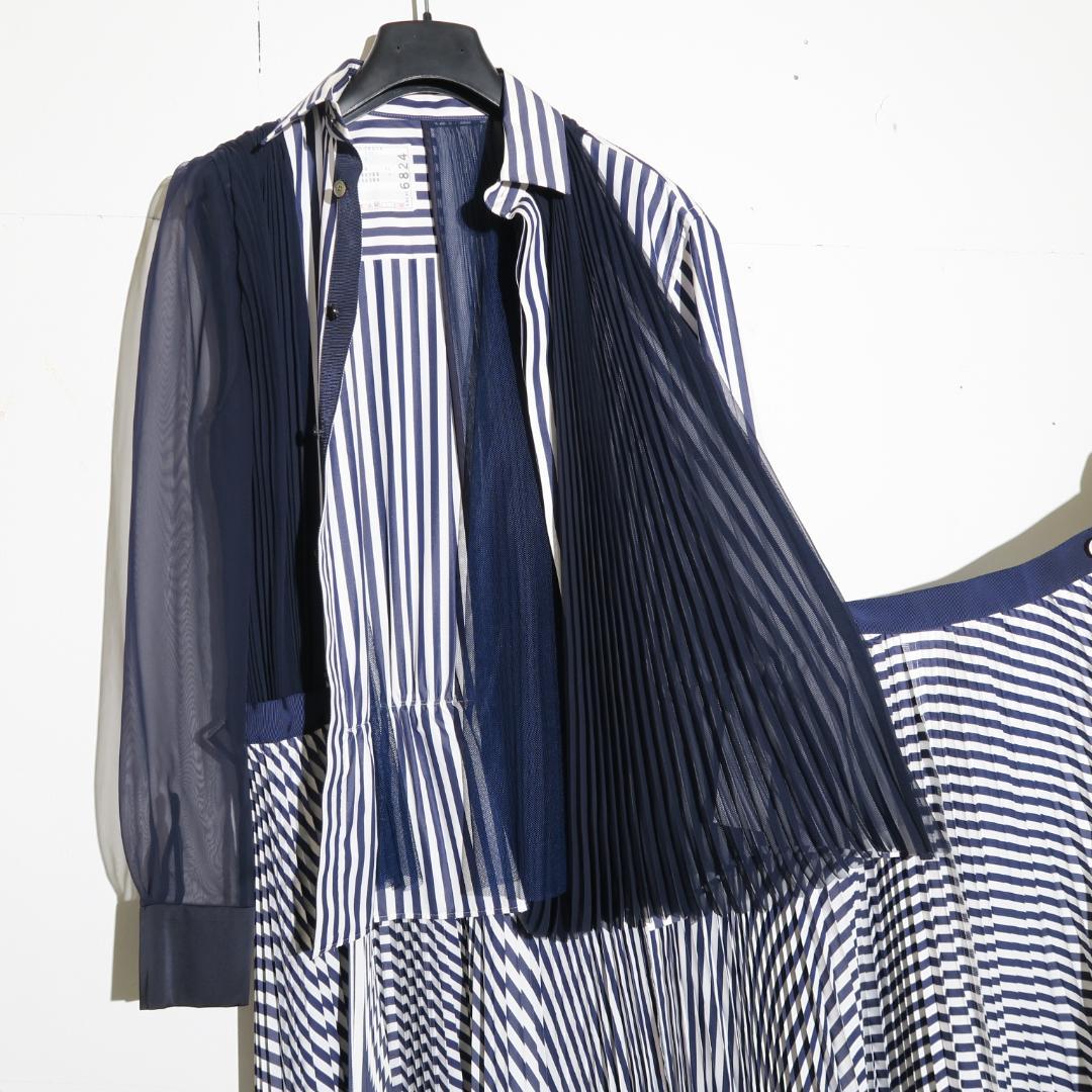 sacai STRIPE SEETHROUGH SHIRT ワンピース - メルカリ