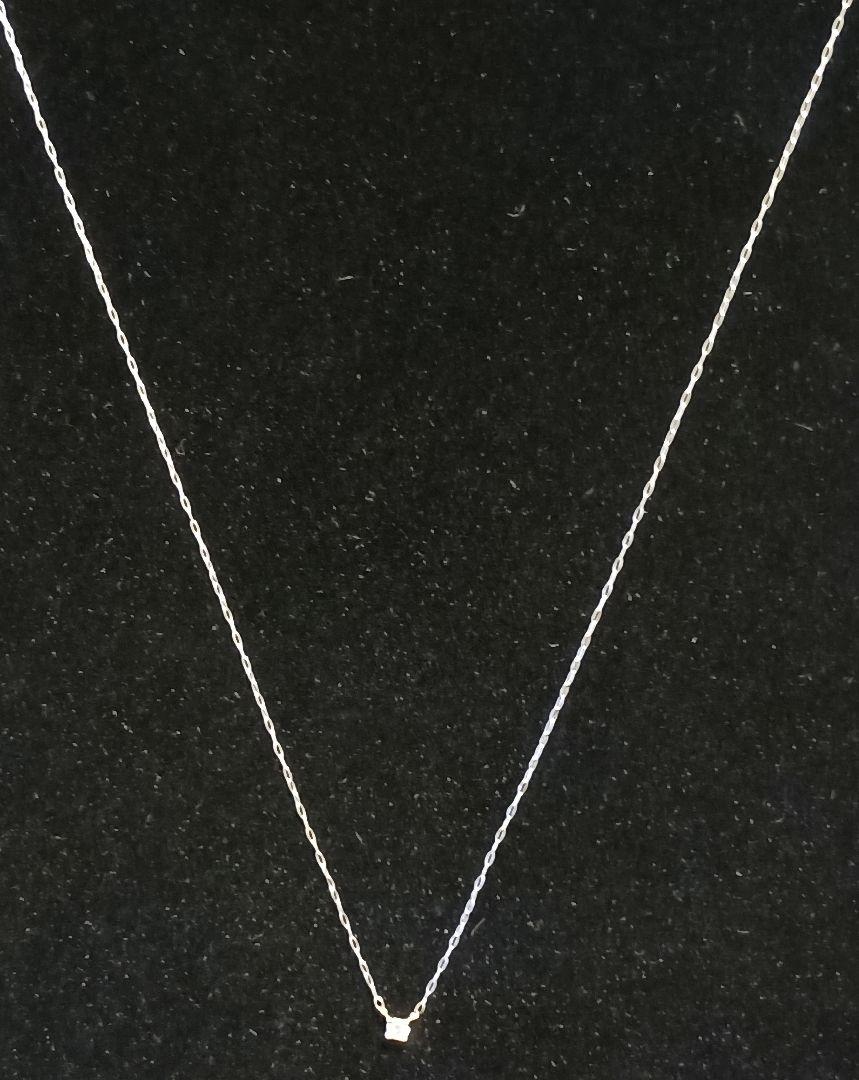 K18 18金 WG 一粒 ダイヤモンド ネックレス 0.05ct 0.6g