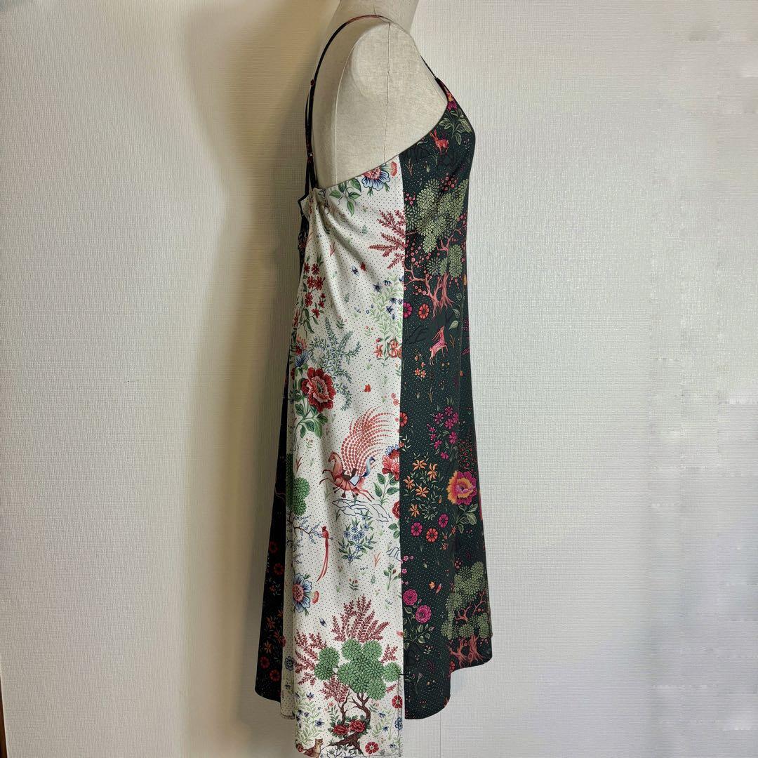プーマ LIBERTY 花柄 キャミワンピース グリーン 刺繍ロゴ