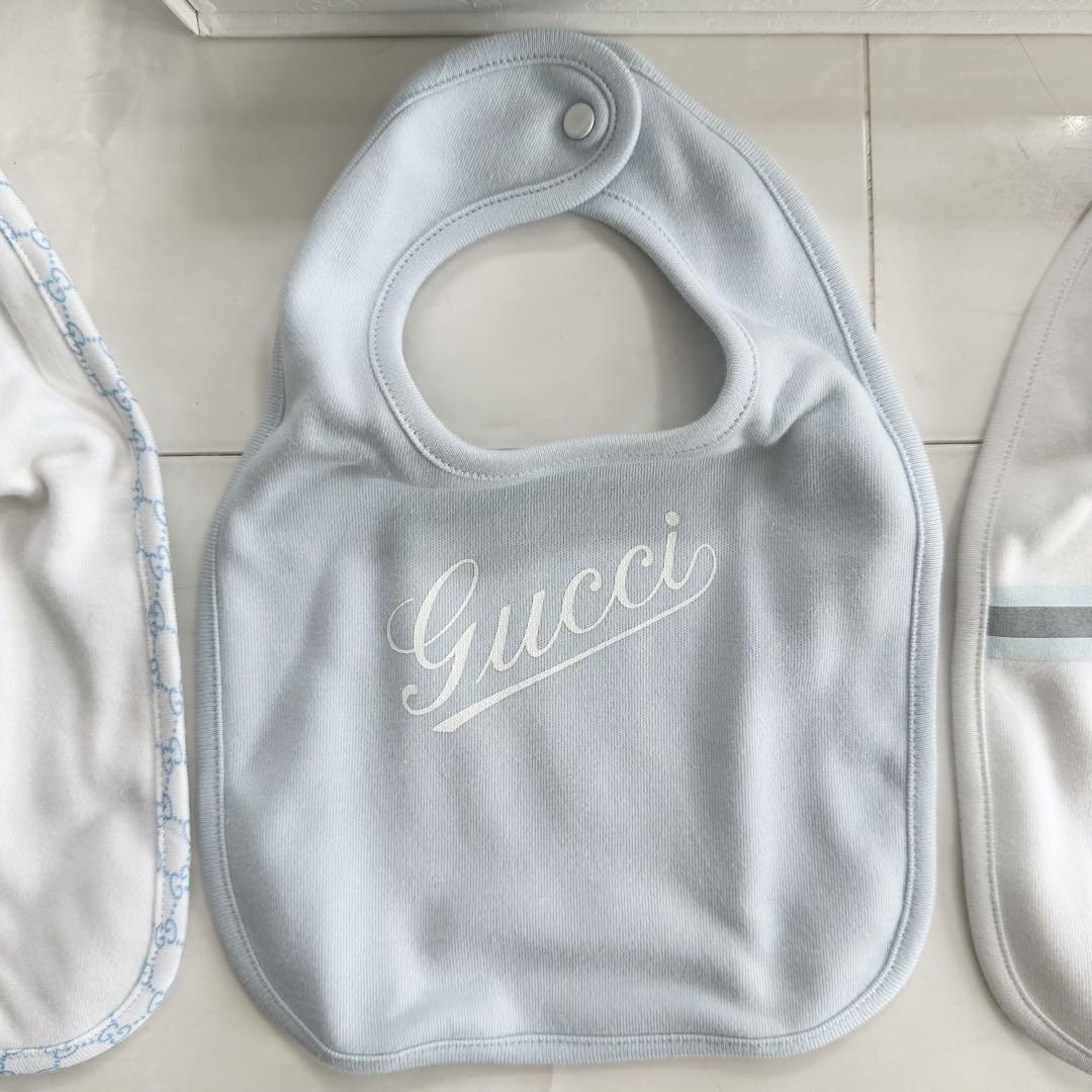 【新品未使用】GUCCI ベビー用スタイ 3枚セット 水色