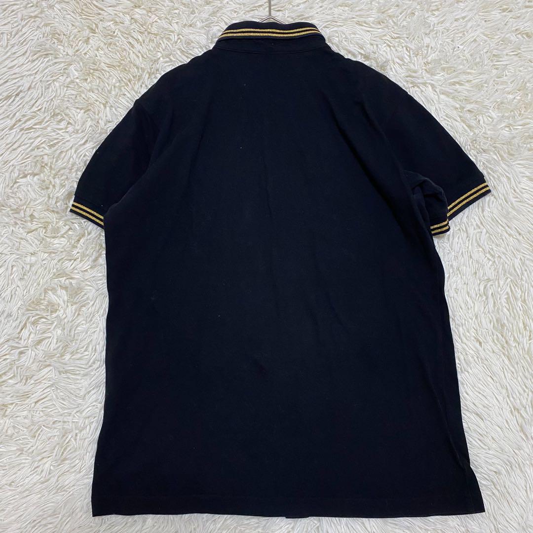 【美品✨】フレッドペリー 半袖 シャツ 鹿の子 ワンポイント 黒 金 M