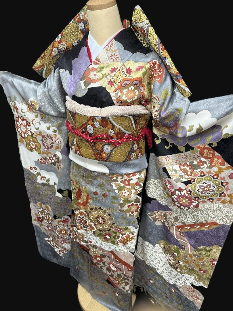 藤井寛 雲取り 唐花 鳳凰 振袖 七宝袋帯 フルセット 藤井寛 雲取り 唐花 鳳凰 振袖 七宝袋帯 フルセット
