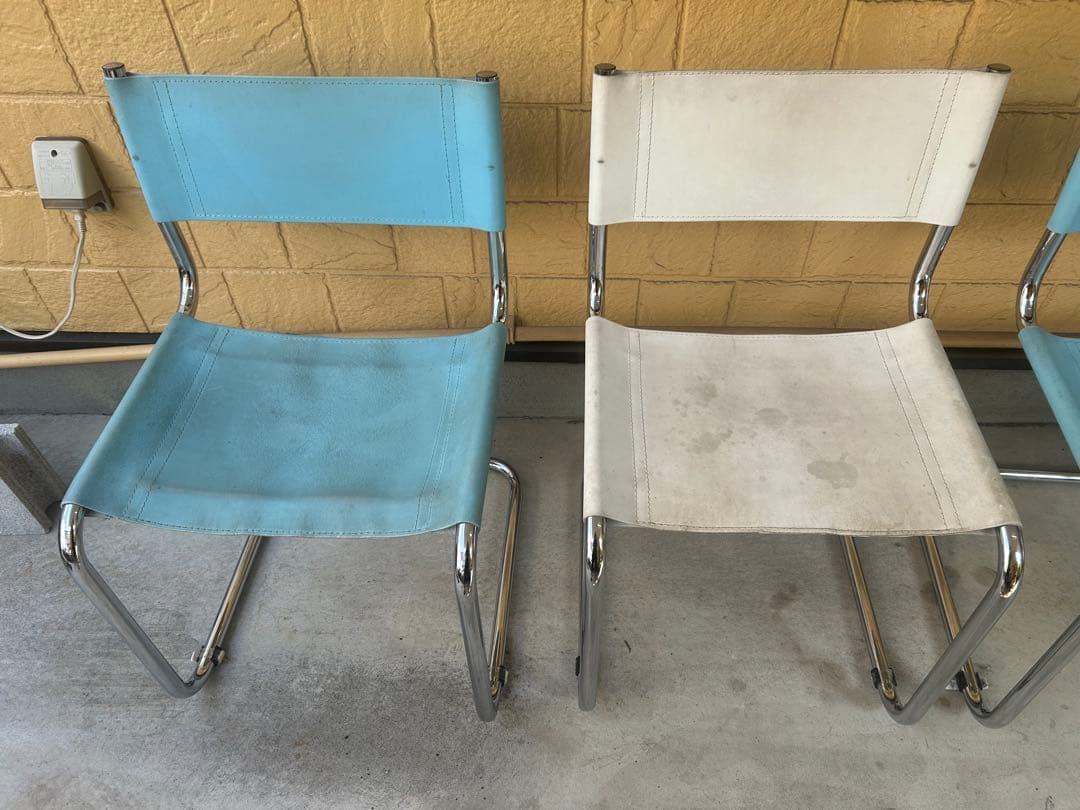 引取りのみ、ダイニングチェア 4脚セット 水色と白