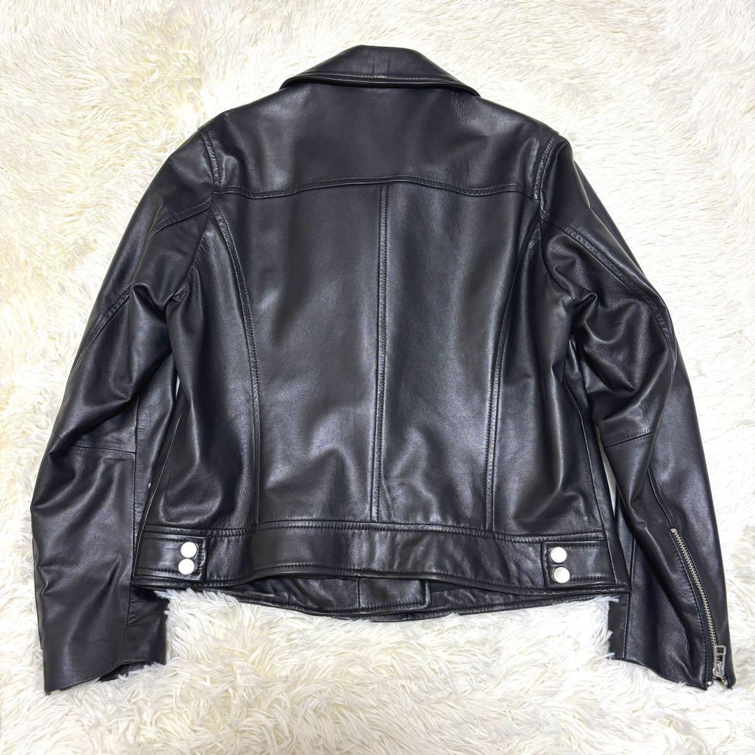 ワンピなど最旬ア！ ジャケット ライダース ダブル 美品】PoshAlma 羊革 L ブラック ジャケット・アウター