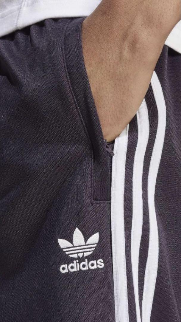 adidas ジャージ トラックパンツ オーロラブラック パープル 白ストライプ