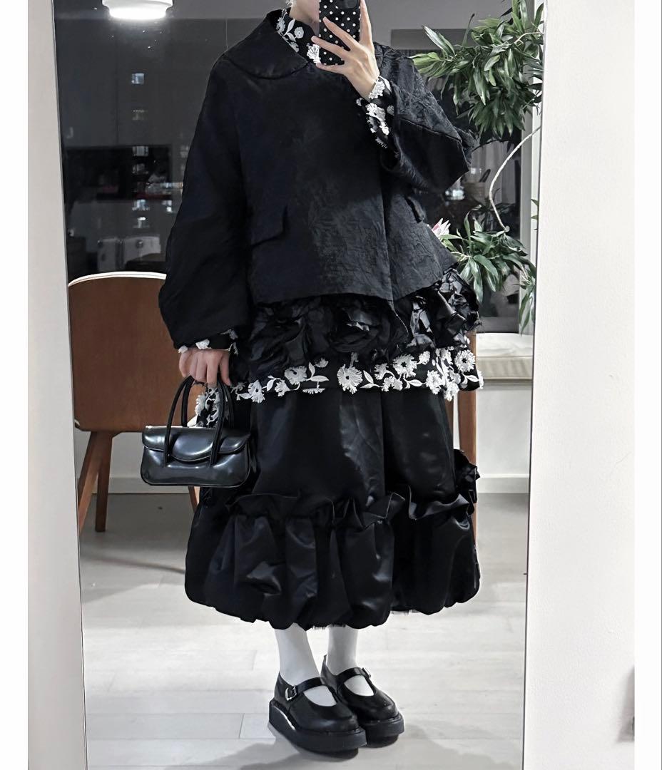 定価15万円 コムデギャルソン 花柄刺繍 フリル装飾 チャイナ変形ジャケット 定価15万円 コムデギャルソン 花柄刺繍 フリル装飾 チャイナ変形ジャケット