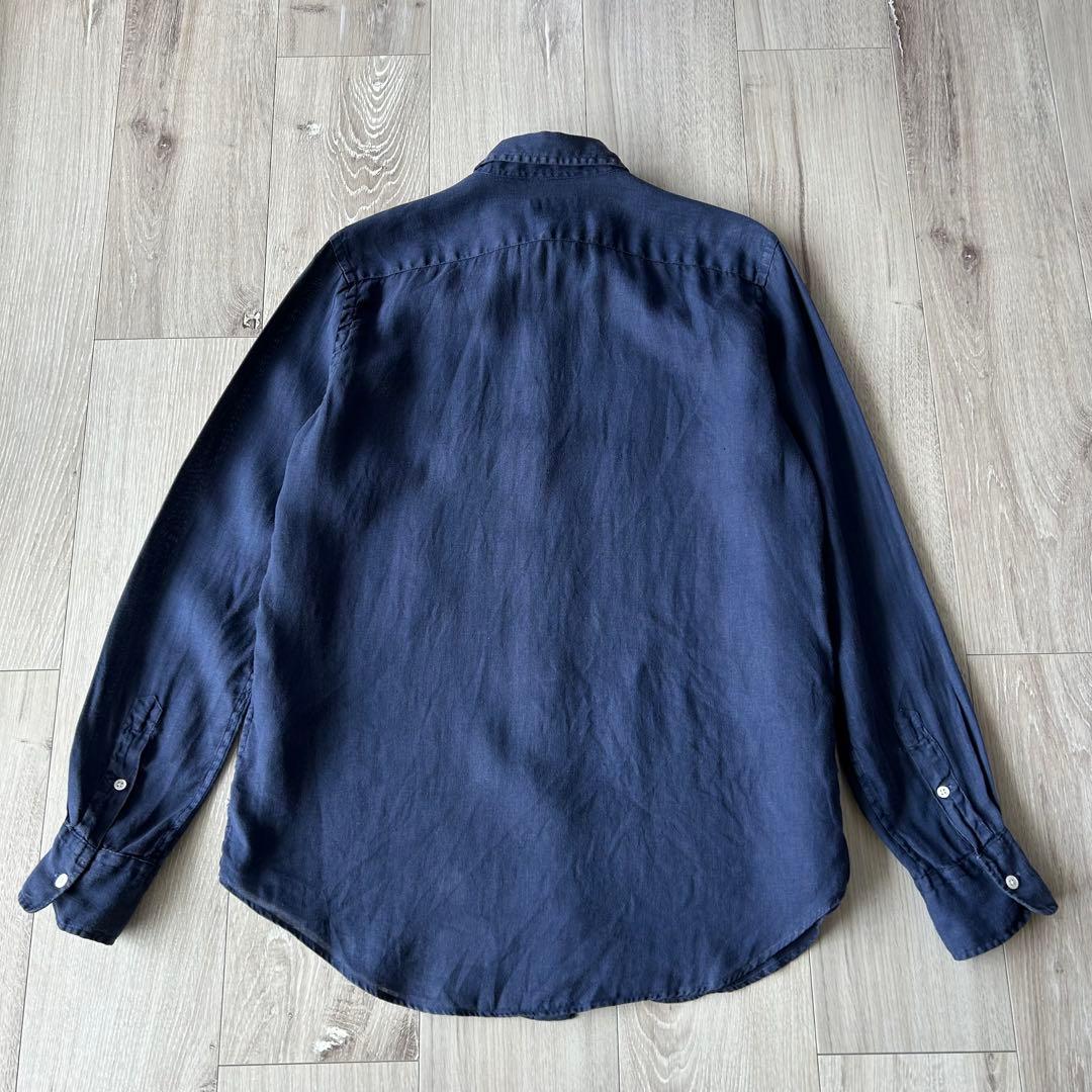 ポロラルフローレン 長袖リネンシャツ S 紺 白 アメカジ トラッド ストリート ポロラルフローレン 長袖リネンシャツ S 紺 白 アメカジ トラッド ストリート