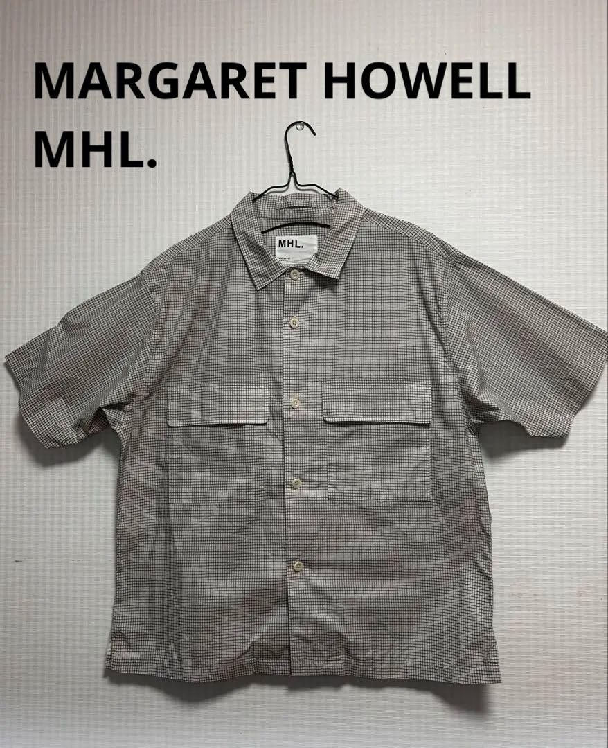 美品 MHL. コットンリネン チェックシャツ マーガレットハウエル