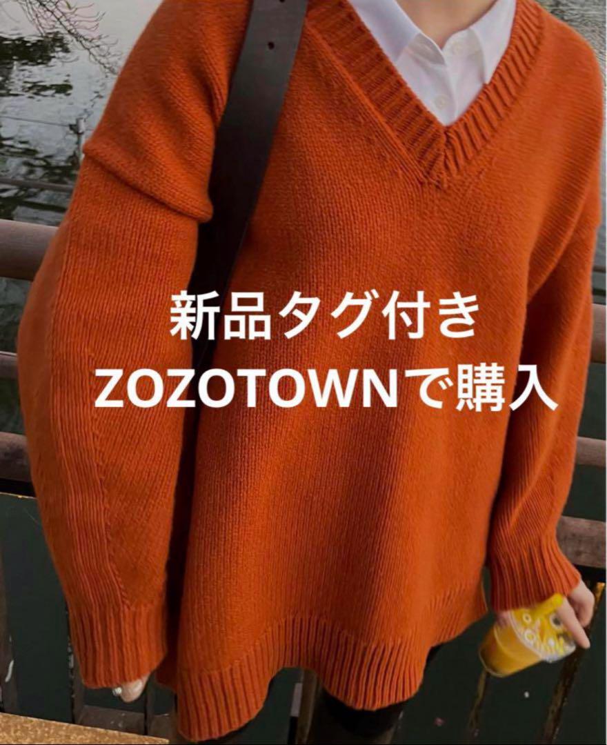 【新品タグ付】CLANE OVER V NECK KNIT TOPS オレンジ
