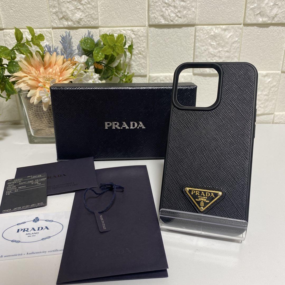 良品 PRADA iPhone13pro 黒 トライアングルケース 付属品有り