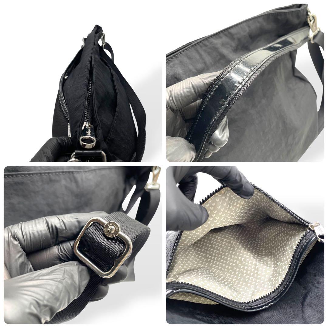 極美品　Kipling 2way ショルダーバッグ　ブラック　ナイロン　チャーム 極美品 Kipling 2way ショルダーバッグ ブラック ナイロン