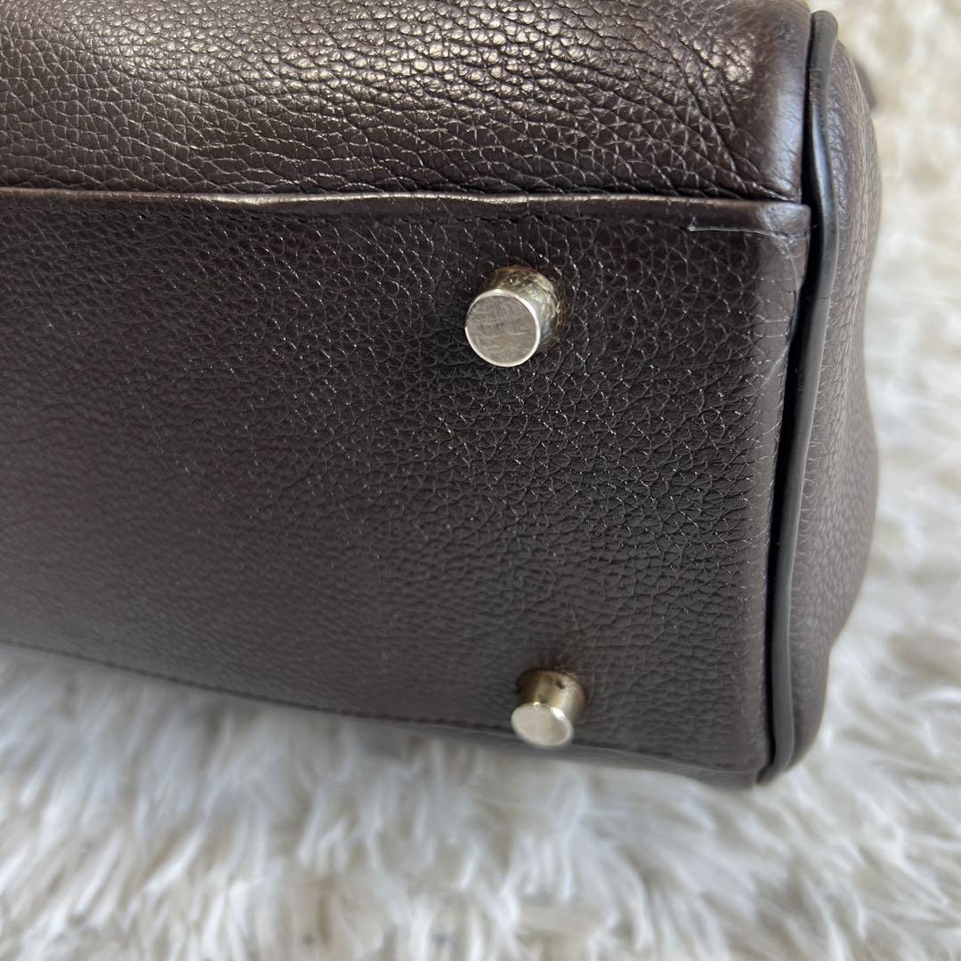 美品 Cisei シセイ 1150 2室 ブリーフケース シボ革 金具 ブラウン