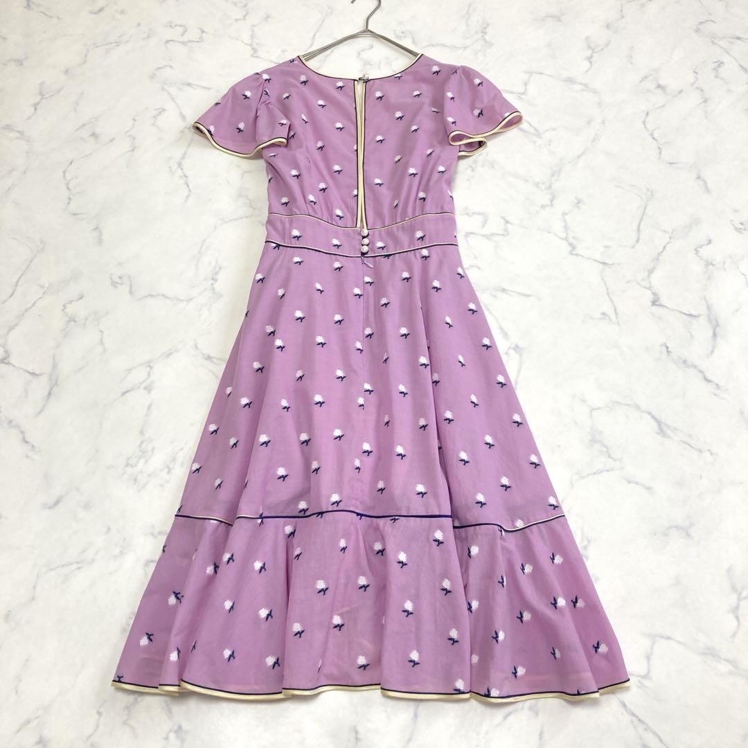 マークジェイコブズ　フローラルラッフルドレス　フラワー刺繍　コットン　シルク　S