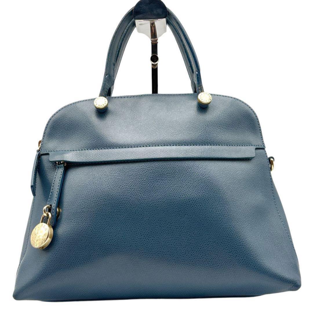 良品】保存袋付き フルラ 2way ショルダーバッグ 南京錠 レザー