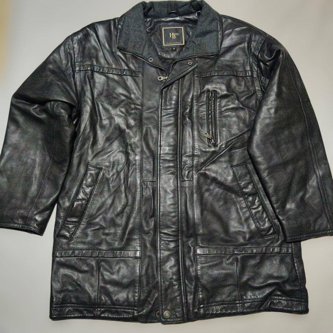 希少 ! 80s昭和レトロレザーハーフコート黒のレザー柔らかい羊革サイズМ