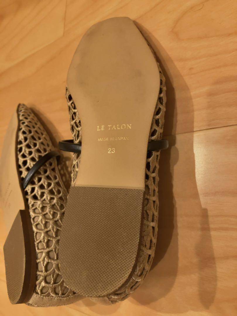 LE TALON スクエアクロシェストラップフラット 23センチ