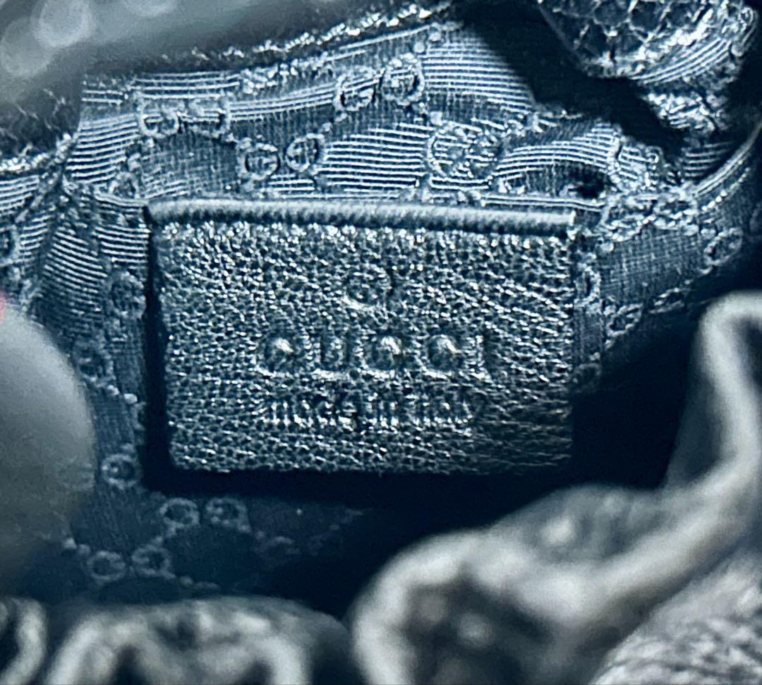 GUCCI 005 0854 リザード調 ミニバッグ ブラック ポーチ 保存袋