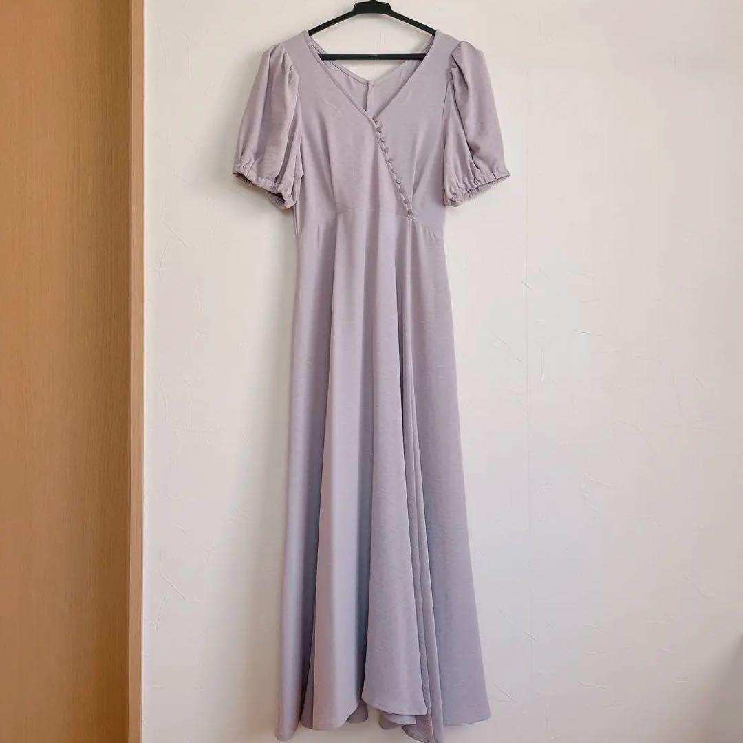 【ココディール】美品！ジャカードカシュクールワンピース　ラベンダー