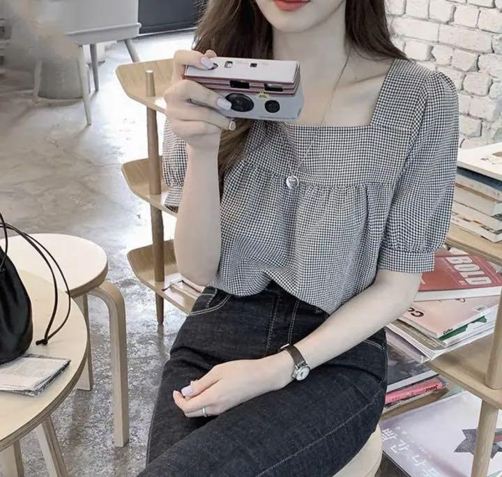 73 以上節約 夏服 レディース 韓国 トップス 半袖トップス スクエアネック Teleacv Cl