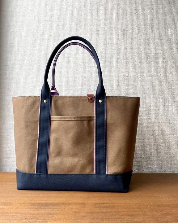 ブラッドワ 8号帆布トートバッグ ショコラベージュ×ネイビー ミルクさま専用 3Ocfp-m94297263672 W バッグチャ