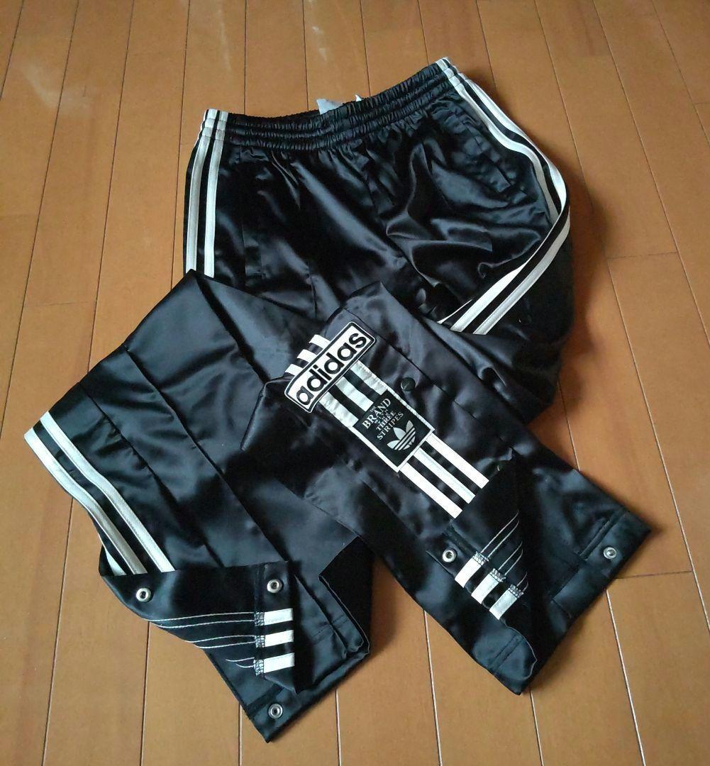 アディダス 黒 サテンアディブレイク スナップパンツ S