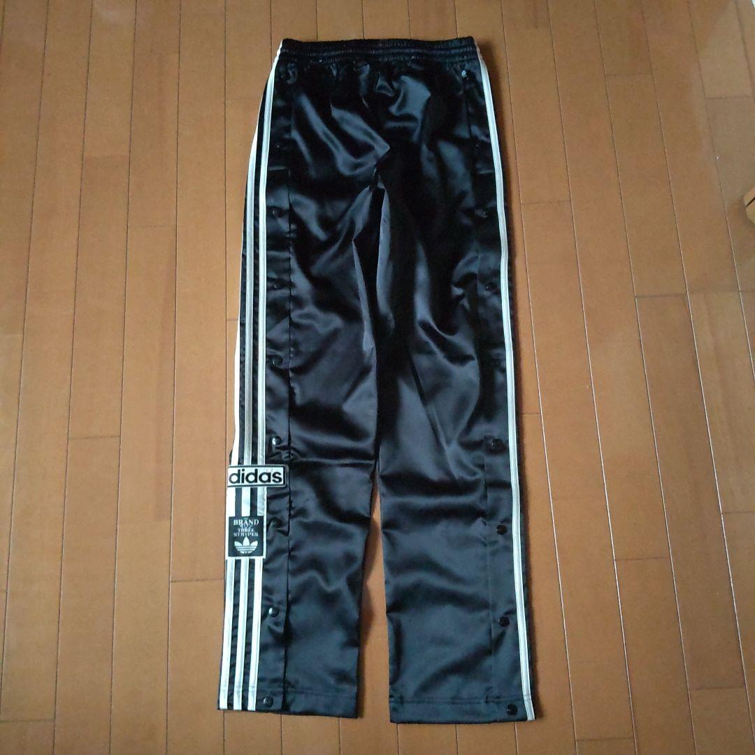 アディダス 黒 サテンアディブレイク スナップパンツ S
