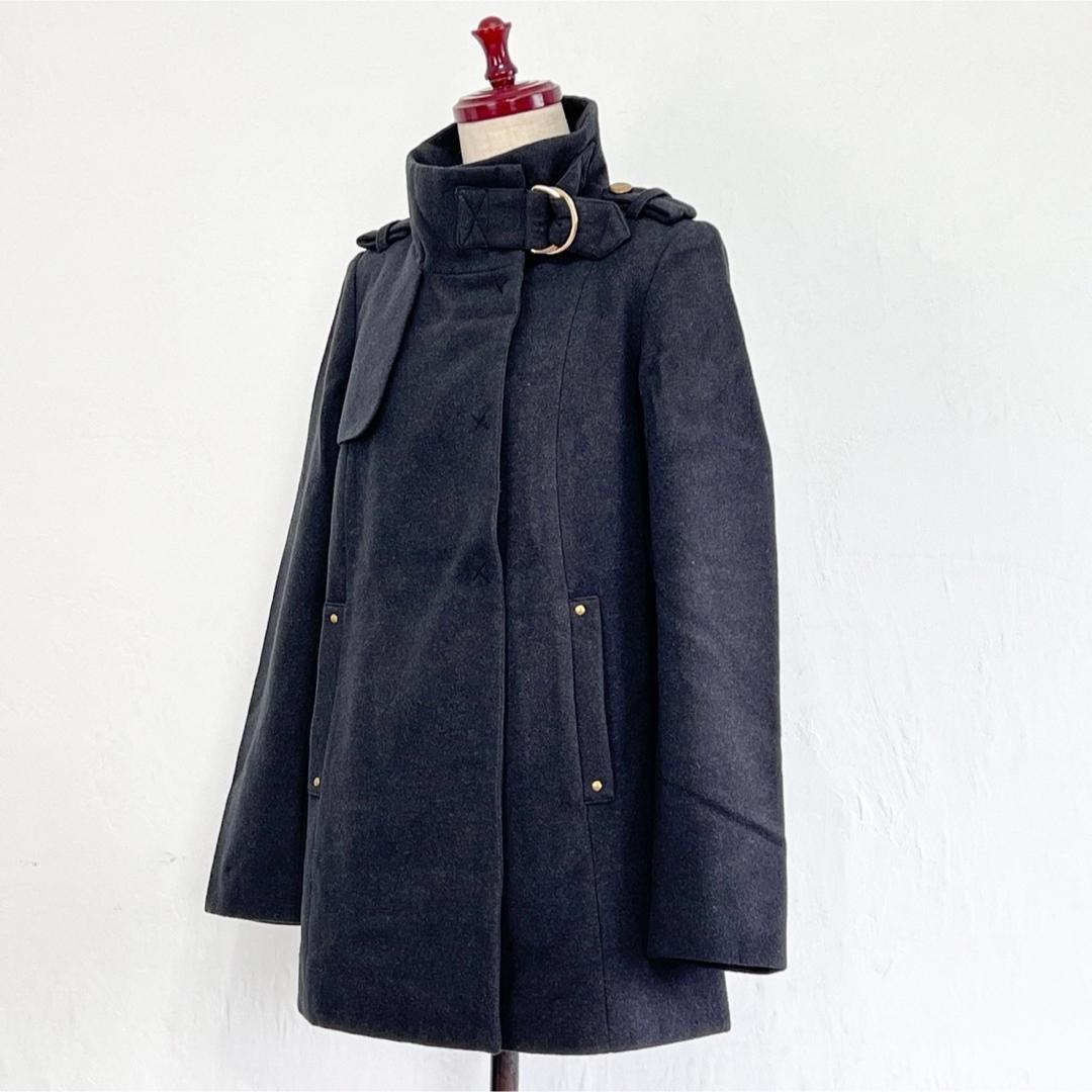 5新品 女性 レディース ウール ジャケット ミドル丈 アウター 黒 コート