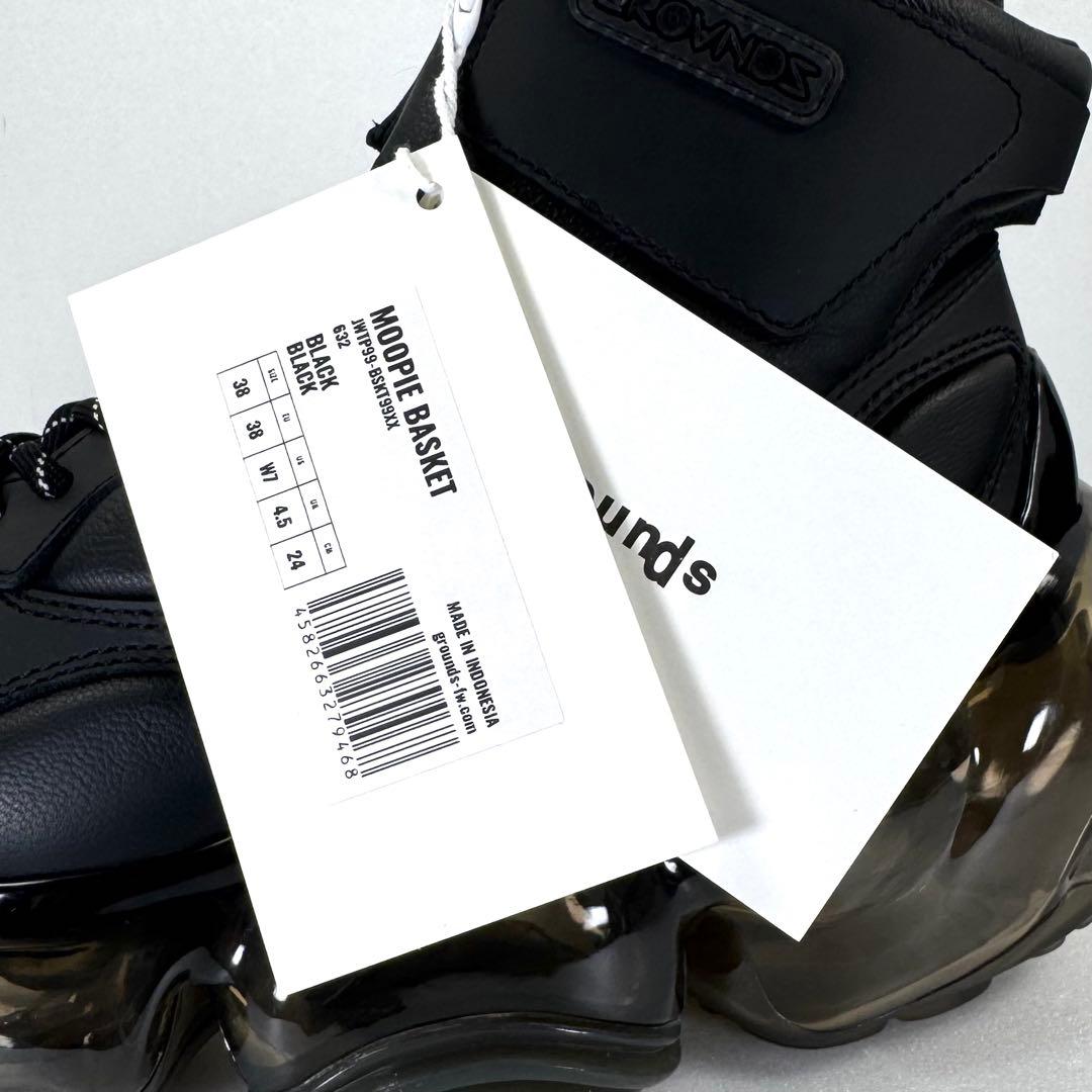 【grounds】グラウンズ(24cm) ハイカット スニーカー ブラック 新品 【grounds】グラウンズ(24cm) ハイカット スニーカー ブラック 新品