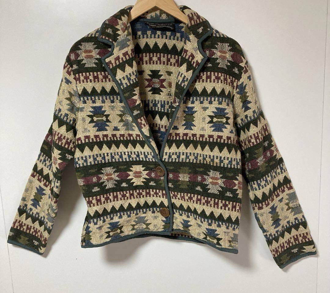 ⬜︎NEW IDENTITY 80s 90s 幾何学模様のカジュアルジャケット