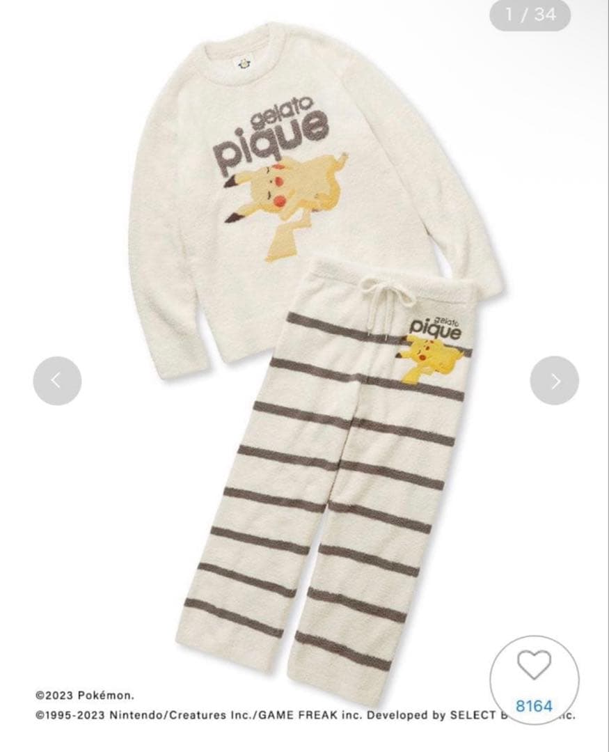 新品未使用gelato pique ポケモン ルームウェア　ピカチュウ