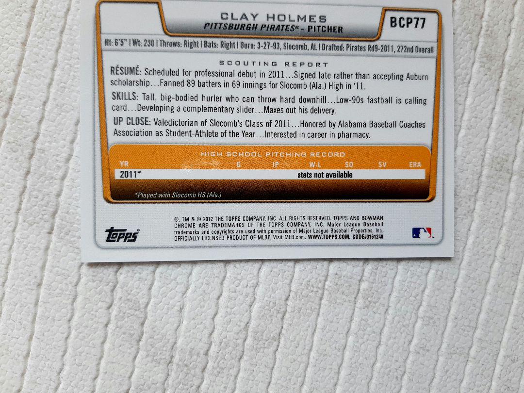 CLAY HOLMES クレイ・ホームズ topps 1st bowman