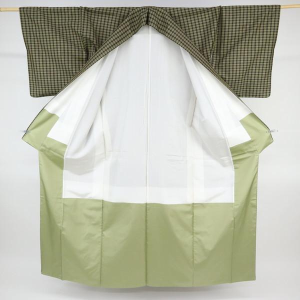 定期入れの 《長尺◇逸品紬『縞大島』格子チェック□濃茶×黄色◇袷正絹 定期入れの 《長尺◇逸品紬『縞大島』格子チェック□濃茶×黄色◇袷正絹