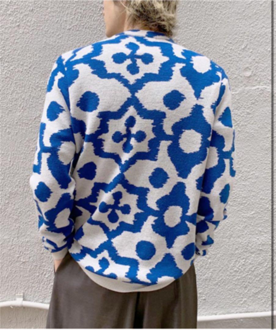 在庫爆買い KADY KNIT OFF WHITE BLUE IKAT U9snZ-m94312583105 好評低価
