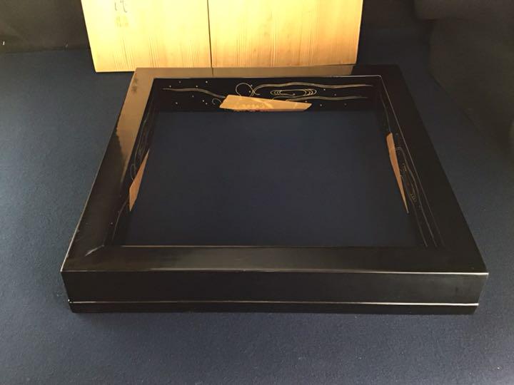 しヒビがあ 黒蝋色花筏蒔絵 茶道具 工芸品 美術品 kjX6p-m94321705348 真塗 炉縁 ります