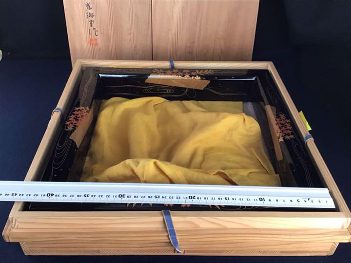 しヒビがあ 黒蝋色花筏蒔絵 茶道具 工芸品 美術品 kjX6p-m94321705348 真塗 炉縁 ります