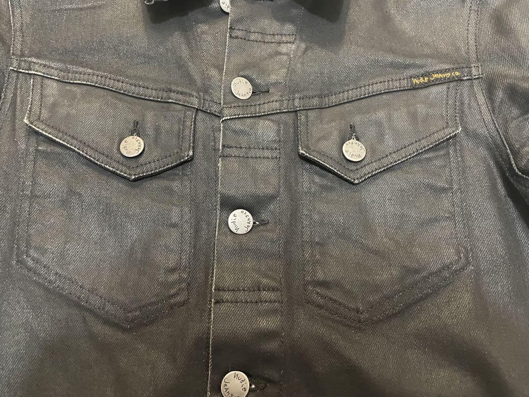 ［NUDIE JEANS］ブラックデニムジャケット　sサイズ 擦れにて光沢あり。