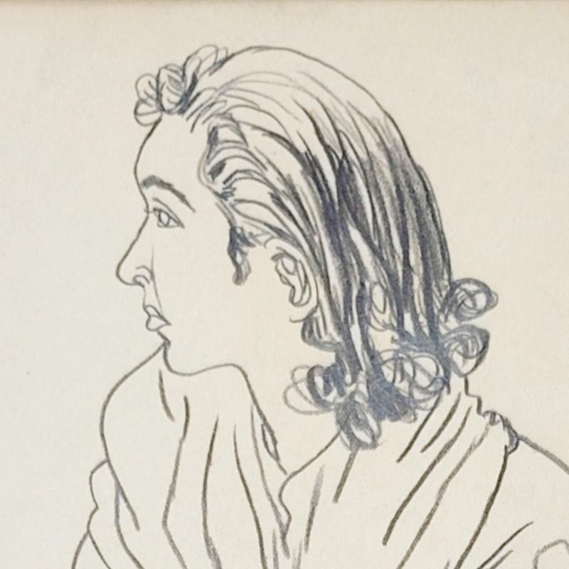☆中西利雄☆「婦人像」素描　デッサン画　大衣サイズ