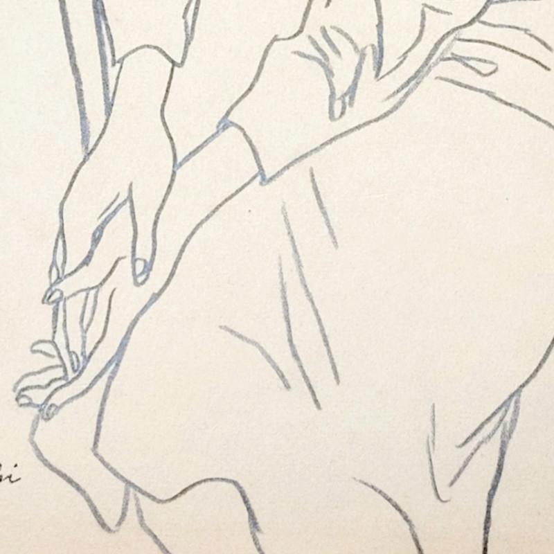 ☆中西利雄☆「婦人像」素描　デッサン画　大衣サイズ