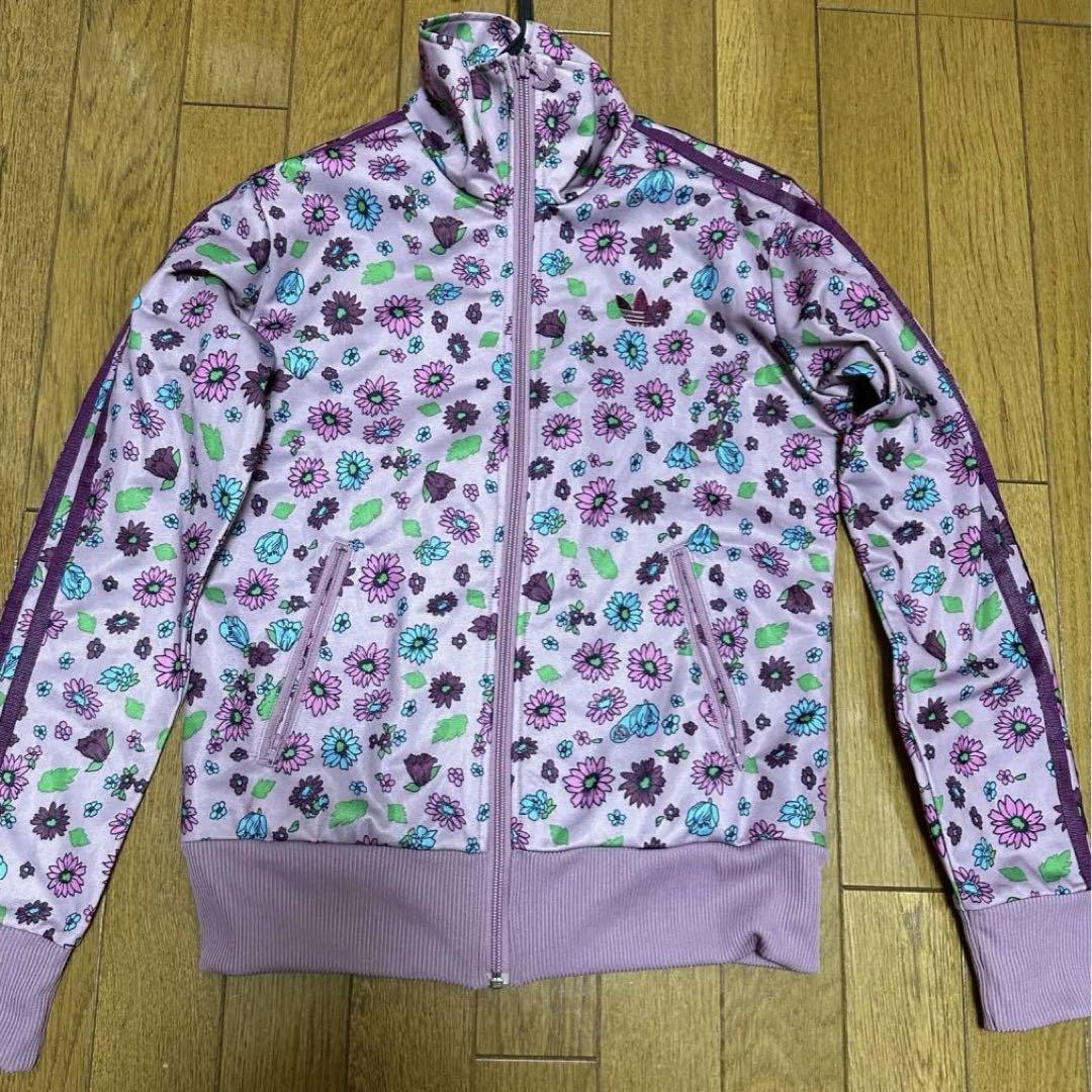 アディダス ロデオ コラボ トラックジャケット 総柄 花柄 紫 S