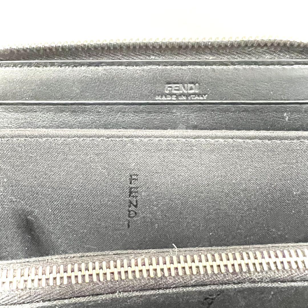 FENDI フェンディ 長財布 ラウンドジップ 現行品 ズッカ レザー ブラック