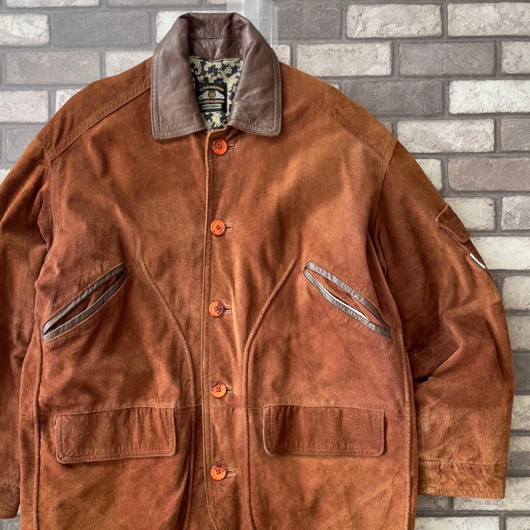 ヴィンテージ レザーコート 本革 suede leather paddingL
