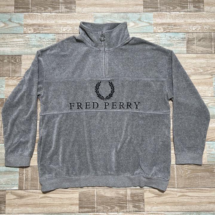 人気商品 【人気】FRED PERRY M プルオーバー ベロアスウェット ハーフ オンライン買付 フレッドペリー ハーフジップ ベロア 限定 パーカー