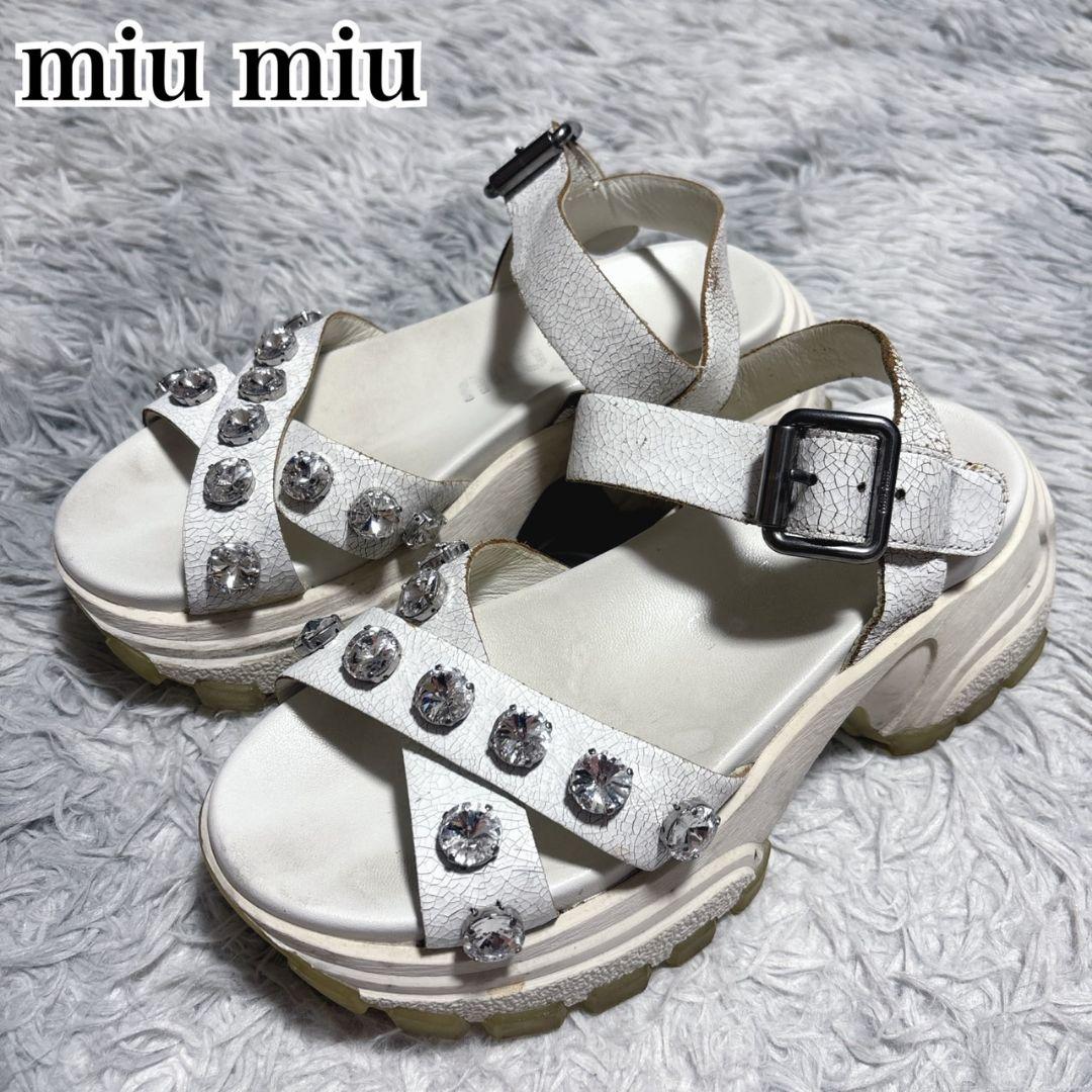 miu miu ミュウミュウ ラインストーン サンダル スニーカー ビジュー