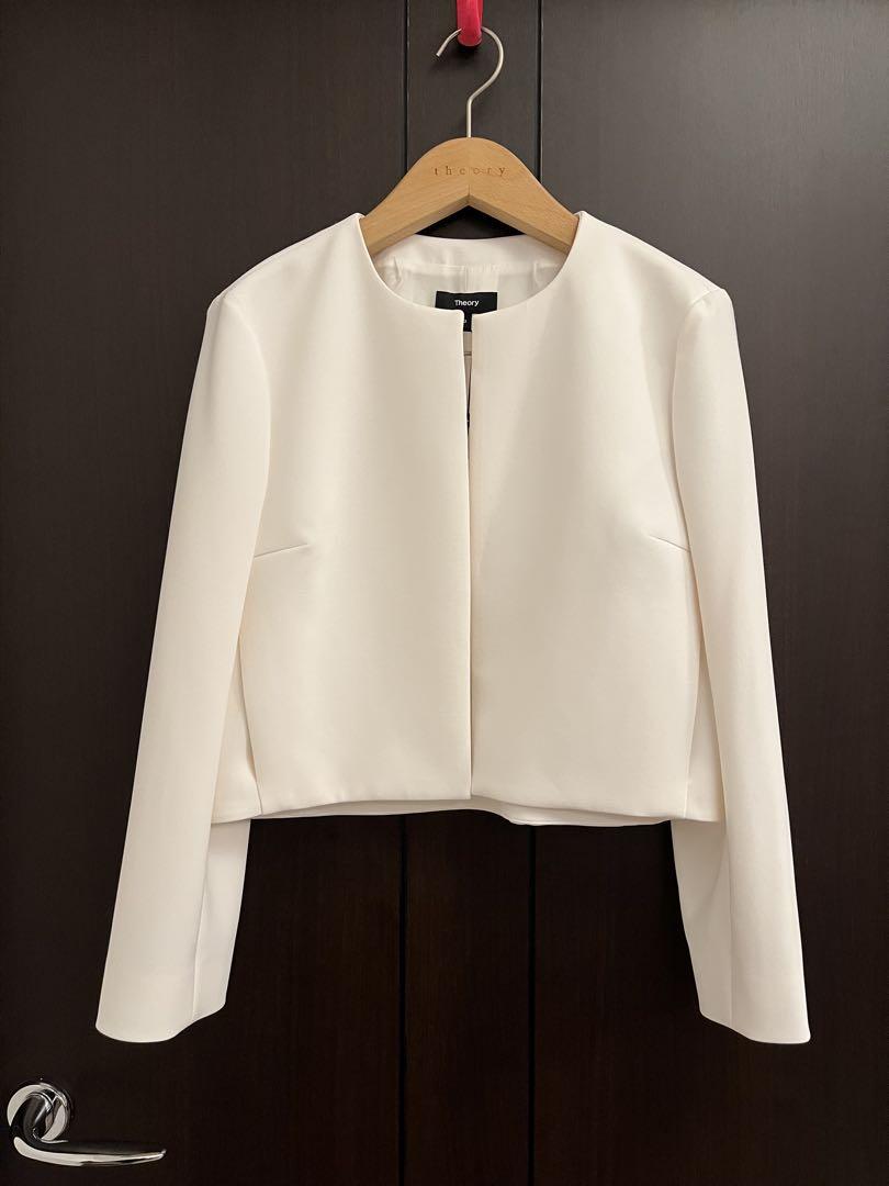新品　theory 24SS セレモニー　ノーカラーショートジャケット　白　2
